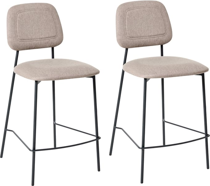 DUETTE - Barkruk set van 2 - Taupe - Kunstlinnen