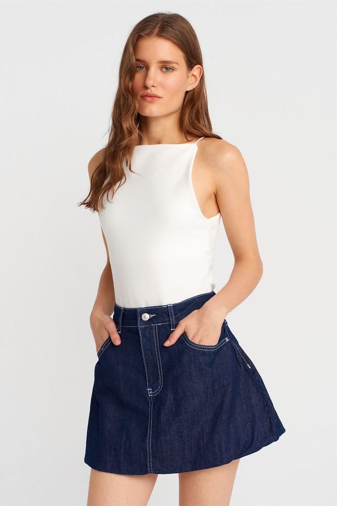 Slim-Fit Halterhals Jersey Blouse
