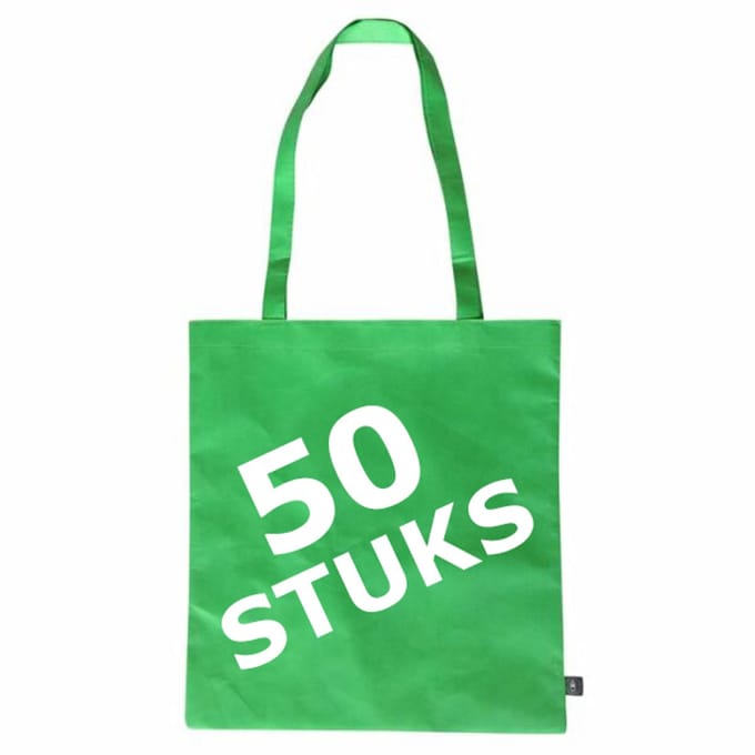 50 stuks - Sterke Draagtas - RPET Non Woven - Groen