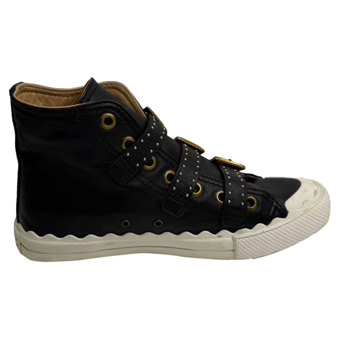 Chloé hoge sneakers met studs in zwart leer