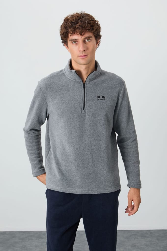 Mannen Pluche Half-Zip Sweatshirt