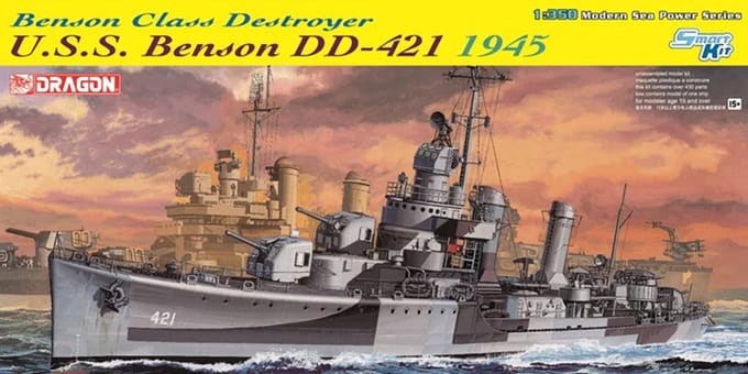 Dragon Modelbouwpakket Militaire voertuigen - 1032 U.S.S. Benson DD-421 - 1945 - Destroyer Benson-class Plastic - 1:350 - Modelbouw