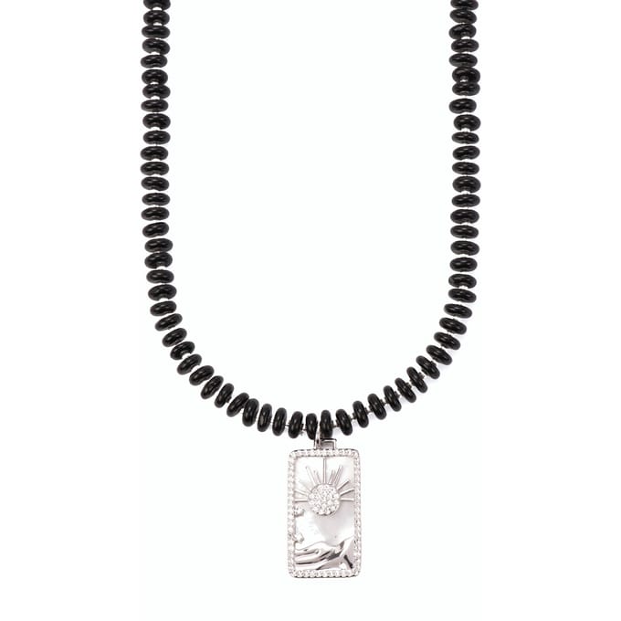 Collier - LUXENTER - Laha - Argent sterling 925 - Agate noire - Finition rhodium black