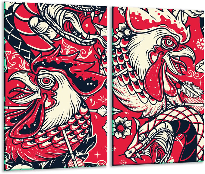 TMK ArtDeko - Snijplank - 2x 30x52 cm - Kogut - Vaatwasbestendig