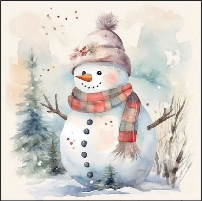 Ambiente - Servetten - 25 x 25 cm - Snowman in Nature