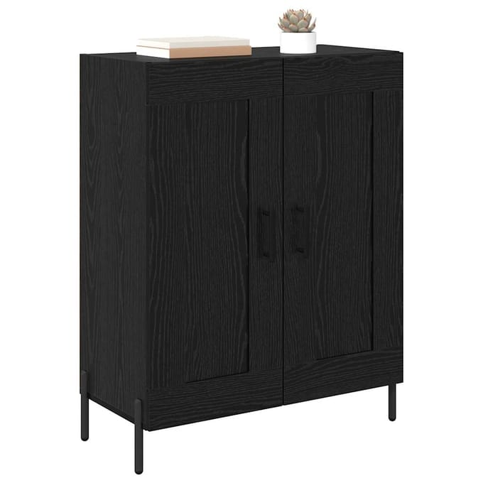 vidaXL Dressoir Zwart Eiken 69,5 x 34 x 90 cm Gemonteerd hout en ijzer