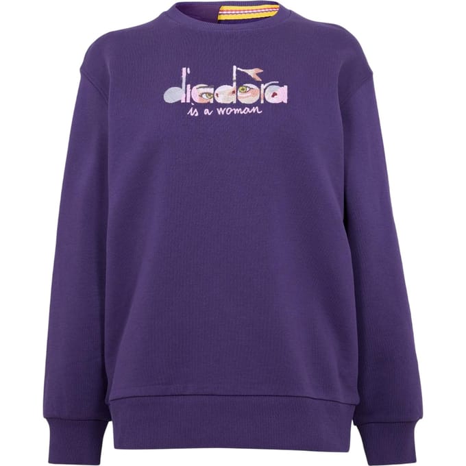 Diadora Dames Geribbelde Regular Lange Mouwen Sweatshirt (Paars)