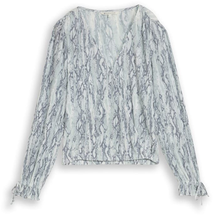 Tom Tailor Denim - Crinkle wikkelblouse met slangenprint - Maat S - faded snake print
