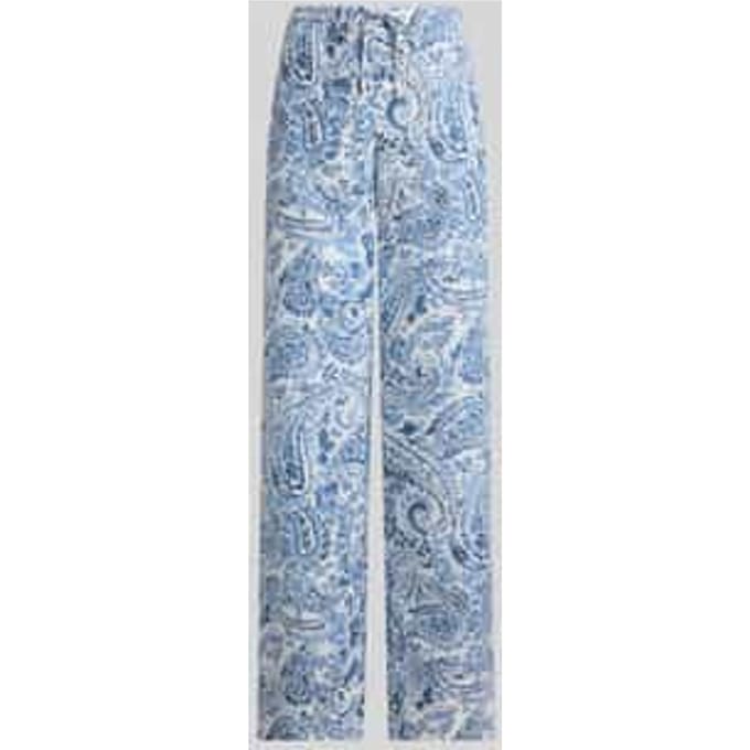 Wijdte broek van puur linnen met all-over motief