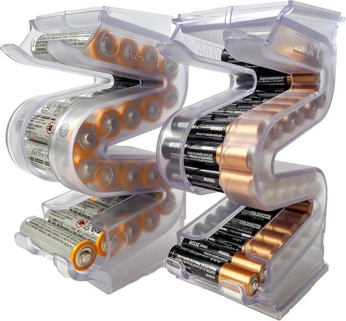 Batterijhouder Combo - Batterij Organizer - Batterijen Opslaan - FIFO Opslag - 20 AA / 28 AAA - Zwart