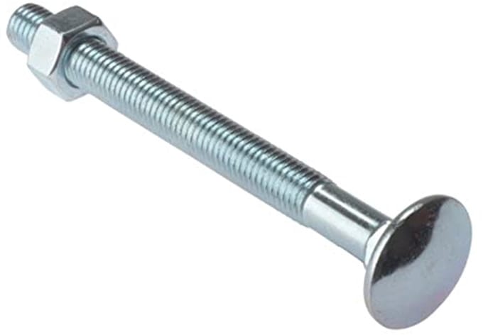 Slotschroef en moer M6 x 50 mm - Verzinkt, Wit - 2 Stuks