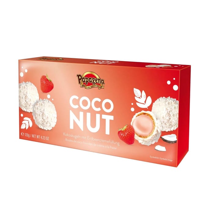 Papagena Kokosballen met Aardbeienroom 120 g