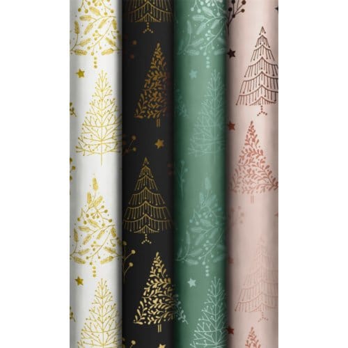 Stewo kerst cadeaupapier elegant wood, formaat 70 x 150, assorti