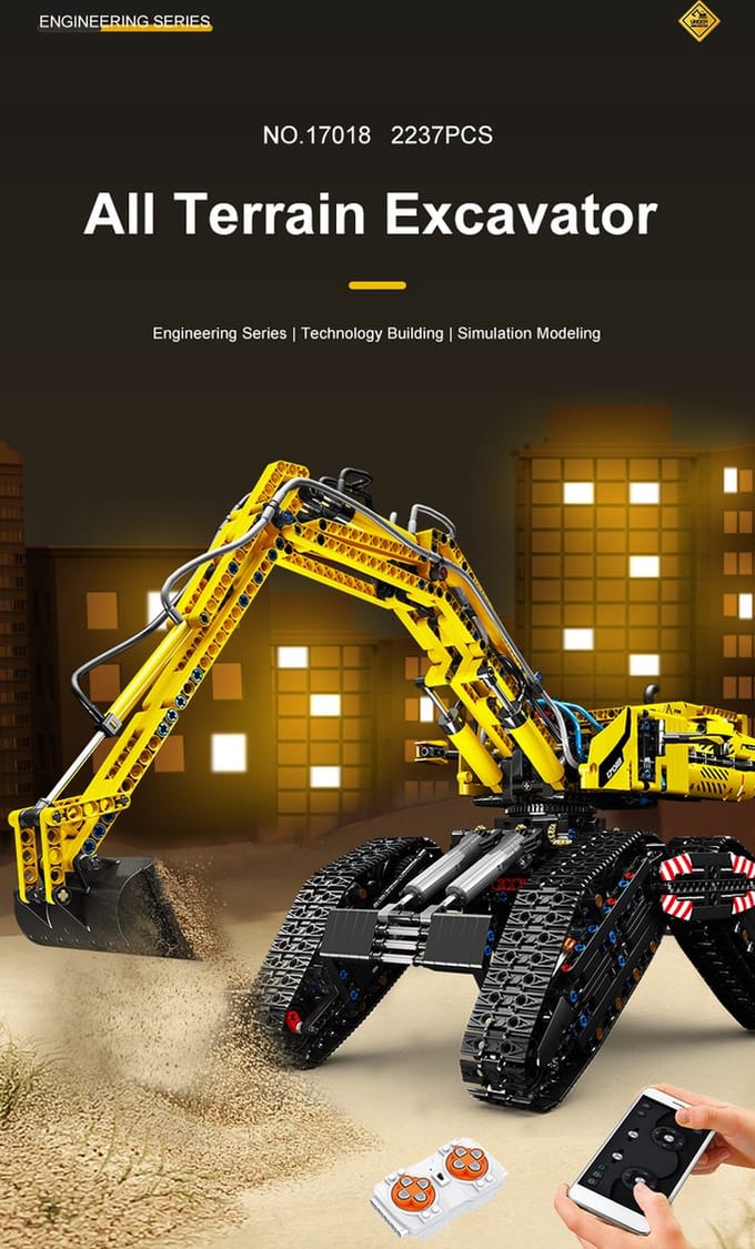 MOULD KING 17018 Technische De App & Rc Gemotoriseerde All Terrain Graafmachine is compatibel met het bekende merk.