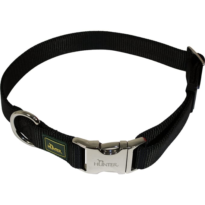 Hunter Vario Basic Alu-Strong Hondenhalsband - 45-65 cm - Nylon - Zwart