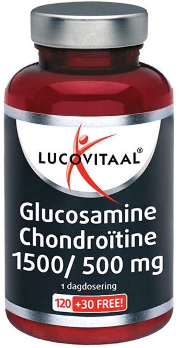Lucovitaal Glucosamine Chondroïtine 1500/500 mg voor Gewrichten - 150 Tabletten ondersteunt het behoud van soepele gewrichten.