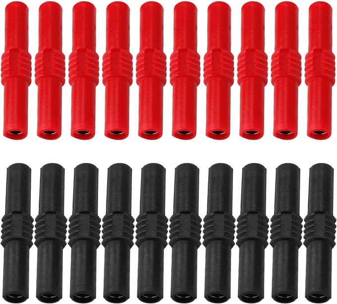 Bananenstekkers - Luidspreker Connectoren - Audio Aansluiten - Vlamvertragend PVC - 20 stuks - Rood Zwart
