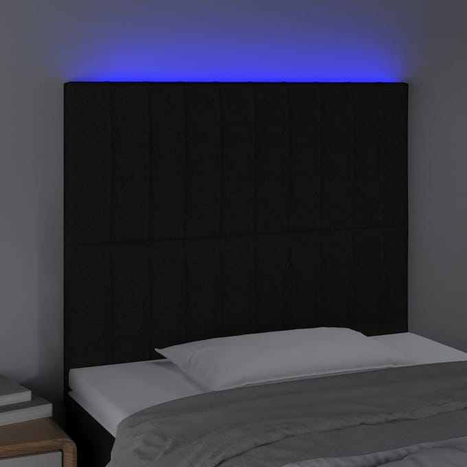 vidaXL - Hoofdbord - LED - 80x5x118/128 - cm - stof - zwart