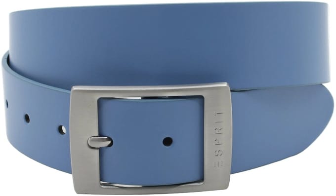 Damesriem blauw - Basic leren riem 4cm dubbele gesp - Esprit - Leer - Basic riem - Casual - Maat 80