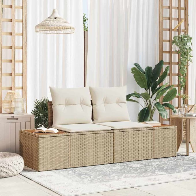 vidaXL - Tuin - Sofa - Beige - 184 - x - 62 - x - 85cm - poly - rattan