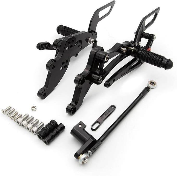 Motorfiets Voetsteunen - Verstelbare Pedaal - Comfortabel Rijden - Aluminium Legering - Universele Pasvorm - Zwart