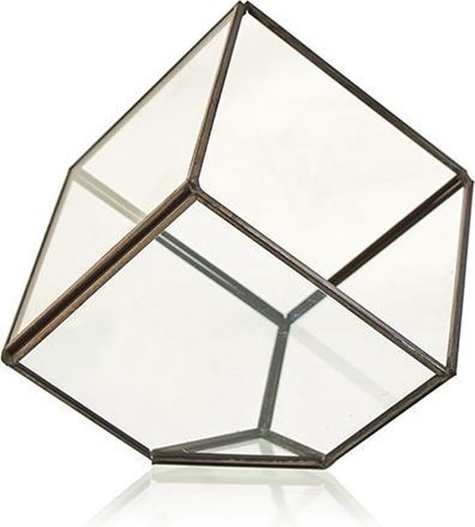 Glazen terrarium - kubus op hoek