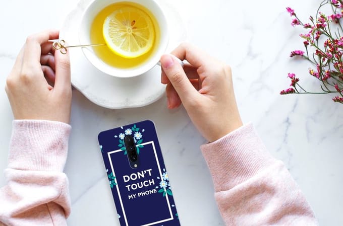 OnePlus 7 Pro Silicone-hoesje Flowers Blue DTMP