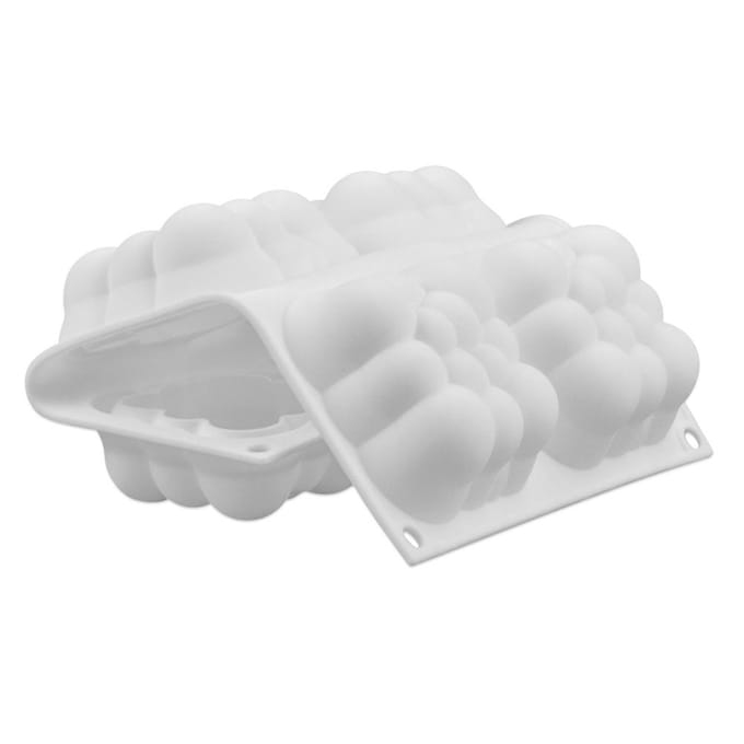 6 Holtes 3D Wolk Cakevorm Silicone Moussevormen Bubbelvormen om te Bakken white