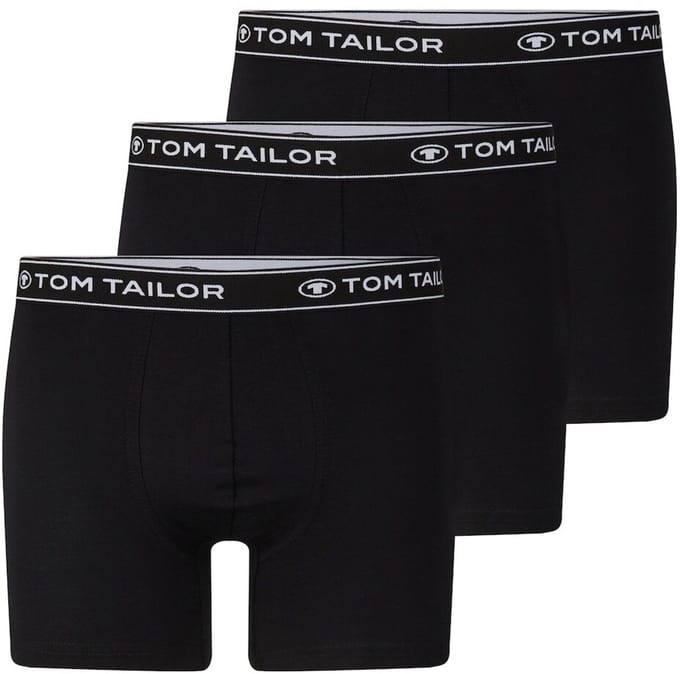 Tom Tailor - Halflange boxershorts in een 3-pack - Maat XL/7 - black-black-black