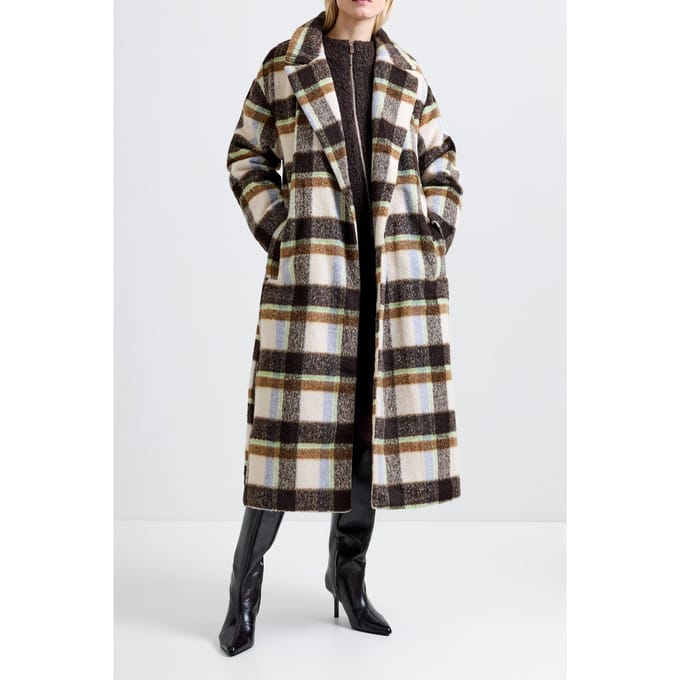 French Connection Remi Belted Coat Brown Multi Taglia: S | Giacche invernali Outlet | Donna | Marrone