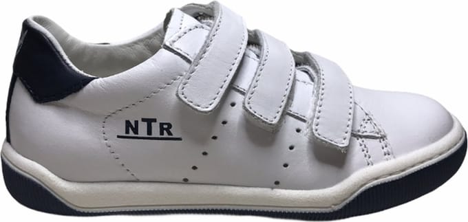 Naturino 3 velcro's lederen sneakers Cliff wit navy mt 24