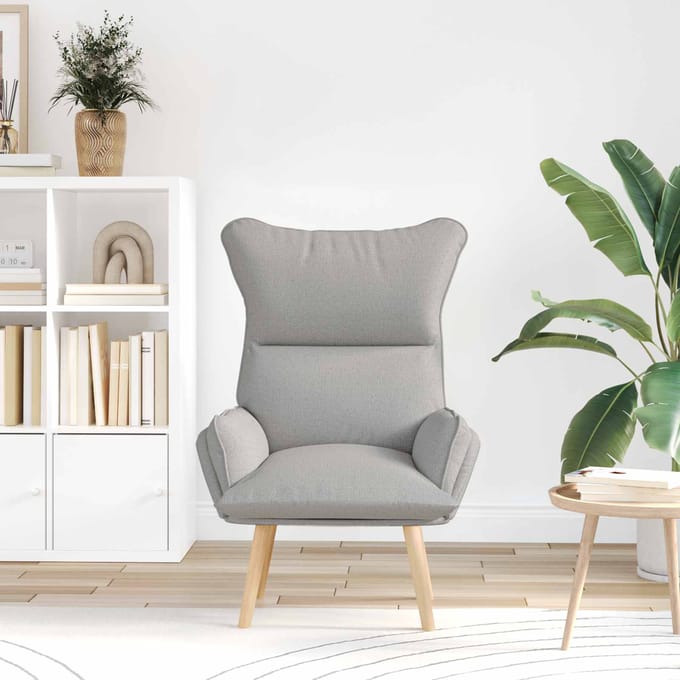 vidaXL - Fauteuil - Wolkgrijs - Stof - en - multiplex