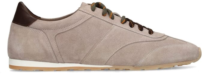 Manfield - Heren - Grijze suède sneakers met dubbele veters - Maat 41