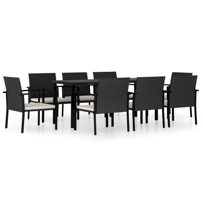 vidaXL - 9-delige - Tuinset - poly - rattan - zwart