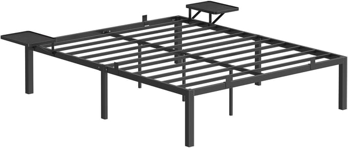 VASAGLE - Bed - Metalen Bed - Dubbelbed met Opbergplanken - Eenvoudige Montage