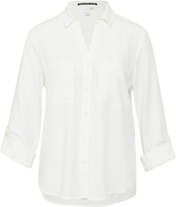 Viscose Blouse Met Opgerolde Mouwen Dames QS