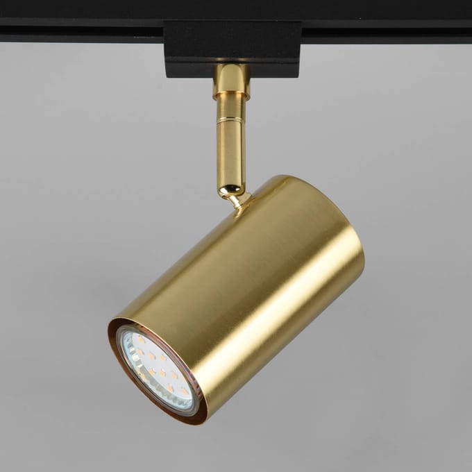 LED Railverlichting - Track Spot - DUOLINE - 2 Fase - GU10 Fitting - Rond - Mat Goud - Aluminium