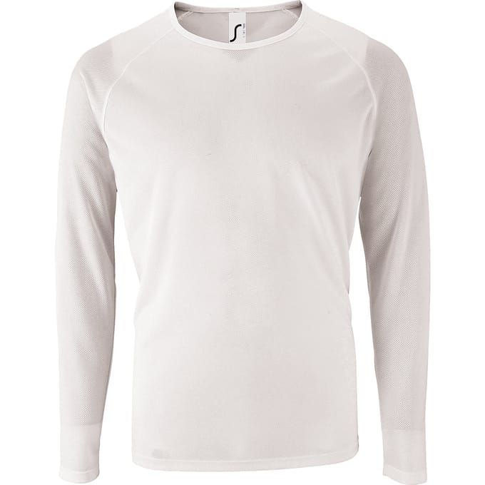 SOLS Heren Sportief T-Shirt met lange mouwen (Wit)