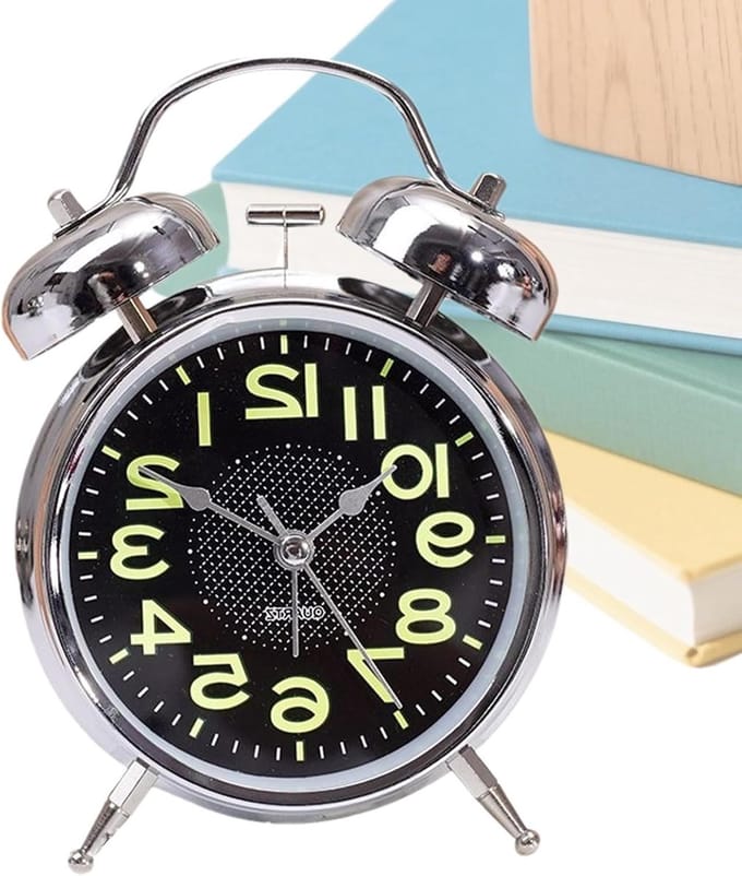 Mechanische Wekker - Analoge Timer - Rustige Slaap - Oplichtend Display - 7.6 cm - Zwart
