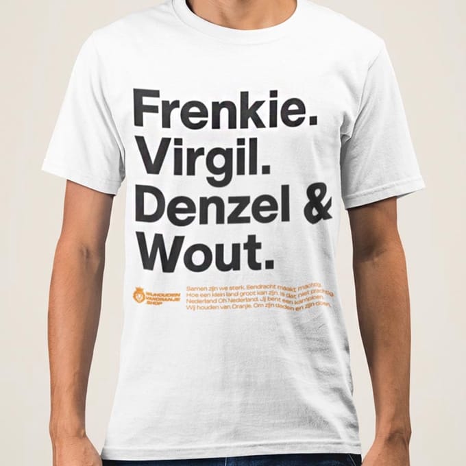 Wit WK-EK Front T-shirt Frenkie, Virgil, Denzel & Wout S