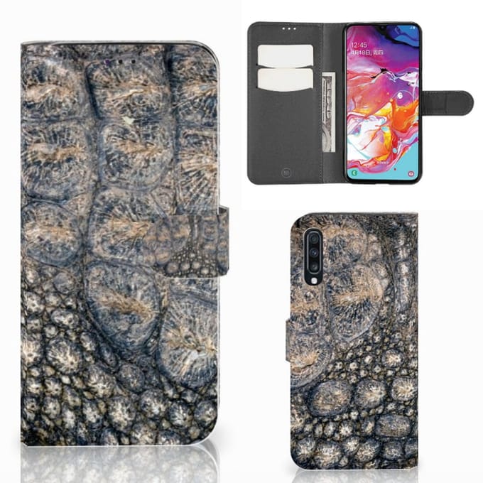Samsung Galaxy A70 Telefoonhoesje met Pasjes Krokodillenprint