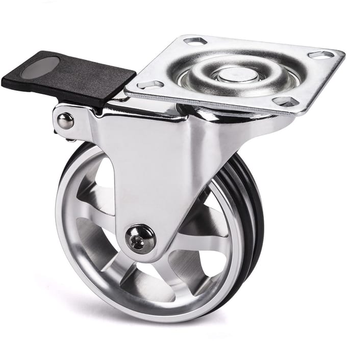 Meubelwiel Bobby Ø 75 mm aluminium wiel met rem