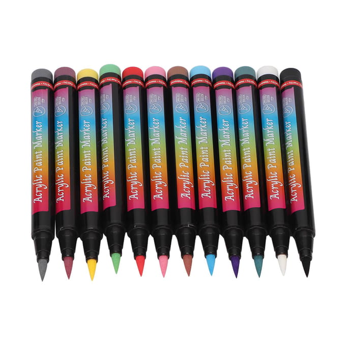 12PCS Stylos Vernis à Ongles Couleurs Multiples DIY Stylo à Points Graffiti pour Manucure black