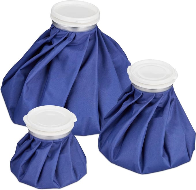Ice Bag set van 3 warme koudekompressen, lekdicht, herbruikbaar, elastisch, warmwater, koude kompressen, kan, blauw