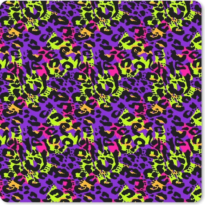 Muismat 20x20 cm - Mousepad Dierenprint - Neon - Paars - Geel - Muismatten