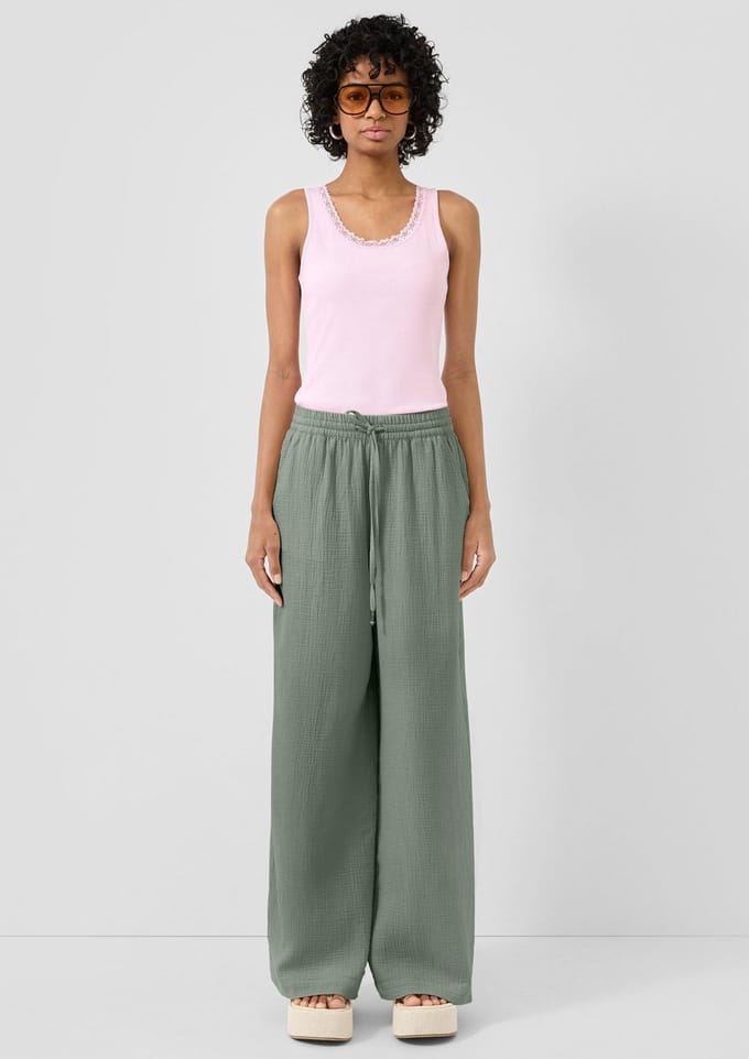 Lichte mousseline ruime broek dames QS