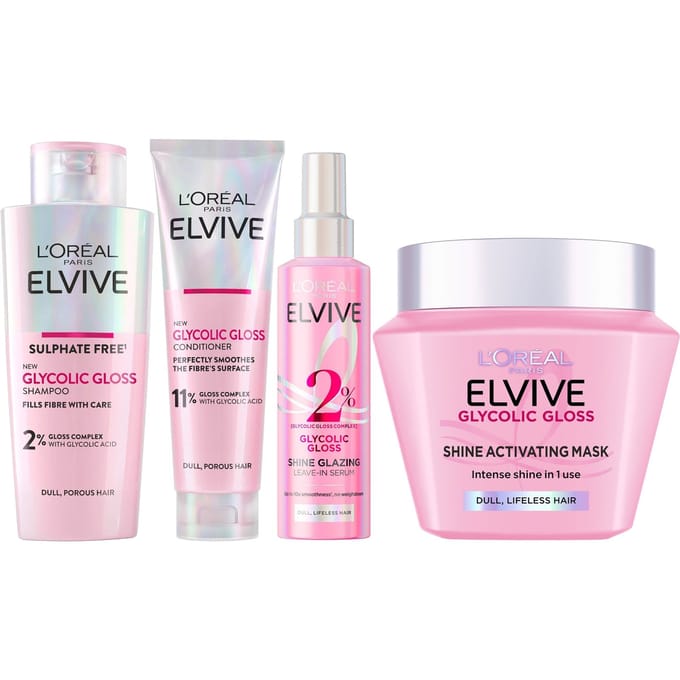 L'Oréal Paris Elvive Glyolic Gloss 4-Step Mask Shine Bundle