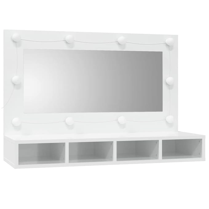vidaXL - Spiegelkast - met - LED-verlichting - 90x31,5x62 - cm - hoogglans - wit