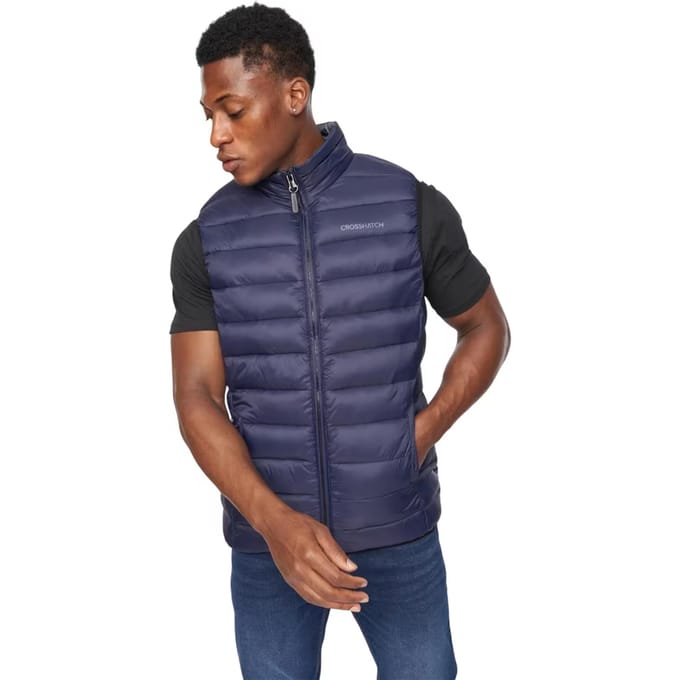 Crosshatch Heren Gattering Gewatteerde Gilet (Navy)