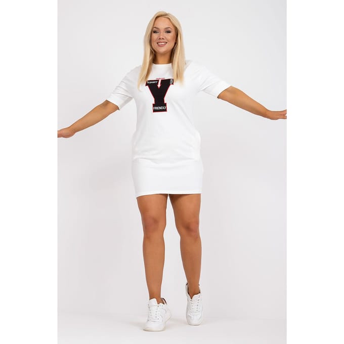 Patch Casual Mini Dress - White / One Size